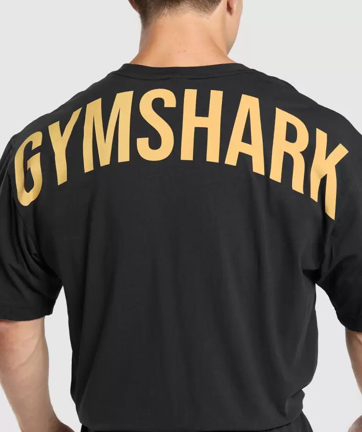 Power T-Shirt, Oversized Fit, Black/Rustic Yellow | XXL - Image 5