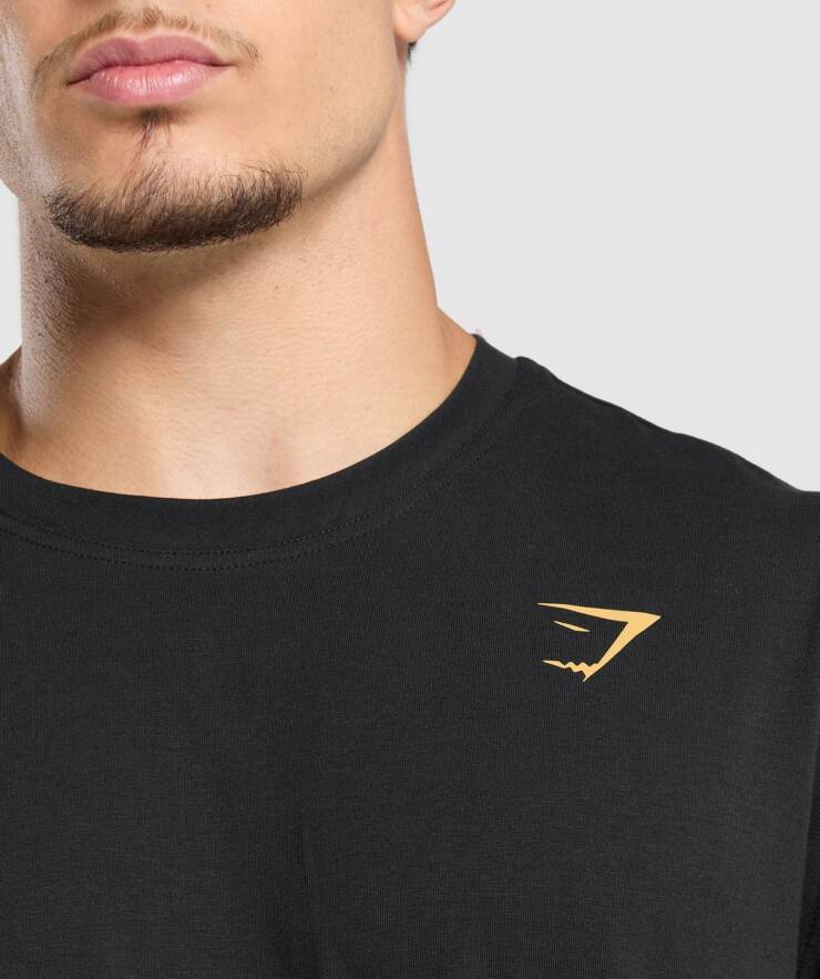 Power T-Shirt, Oversized Fit, Black/Rustic Yellow | XXL - Image 6