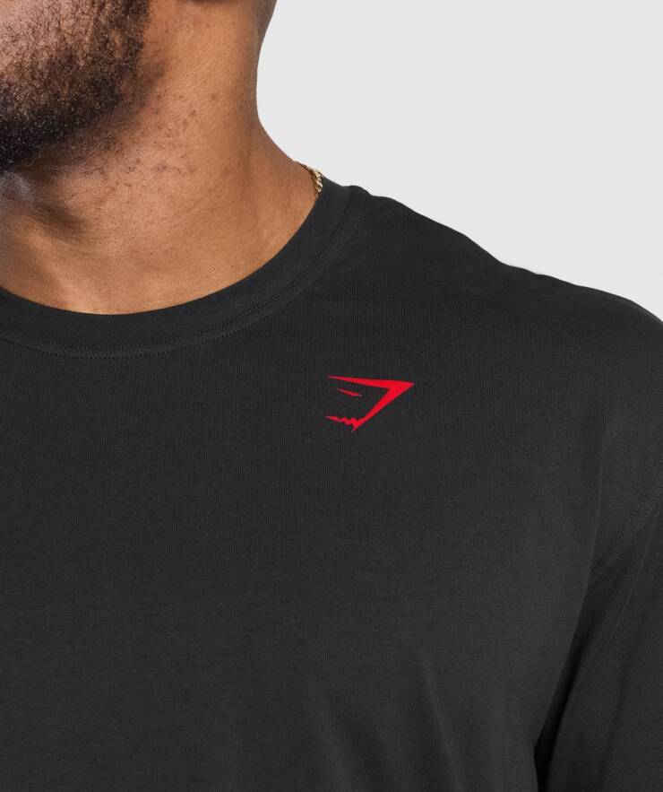 Power T-Shirt, Oversized Fit, Black/Conditioning Red  | M - Image 3
