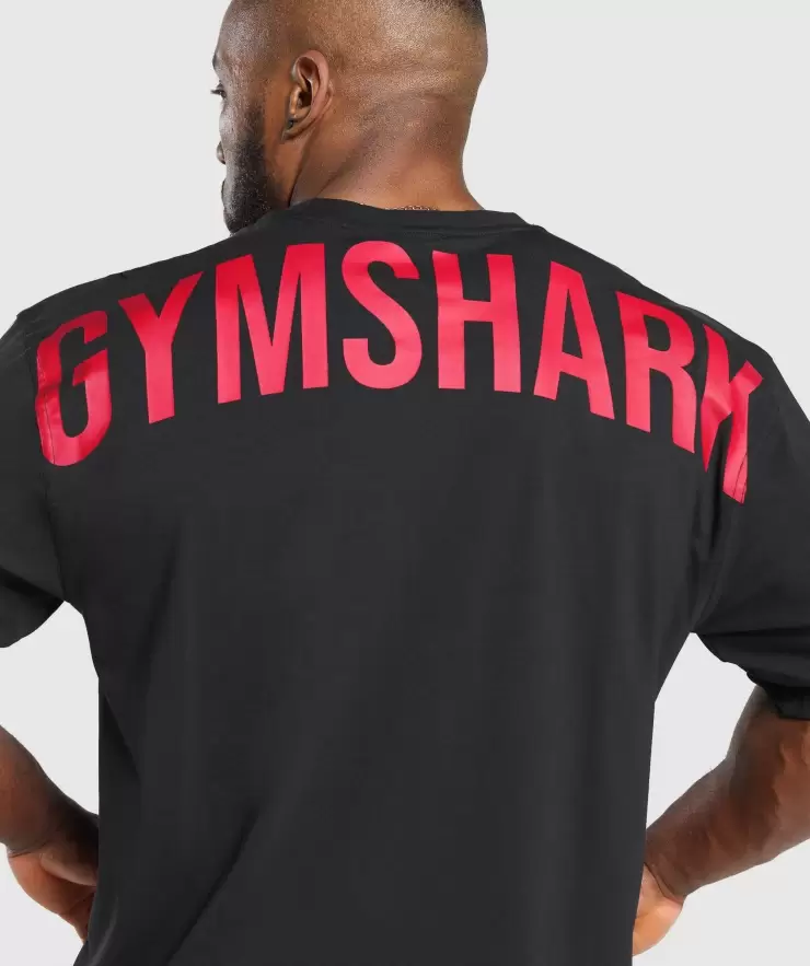 Power T-Shirt, Oversized Fit, Black/Conditioning Red  | M - Image 4