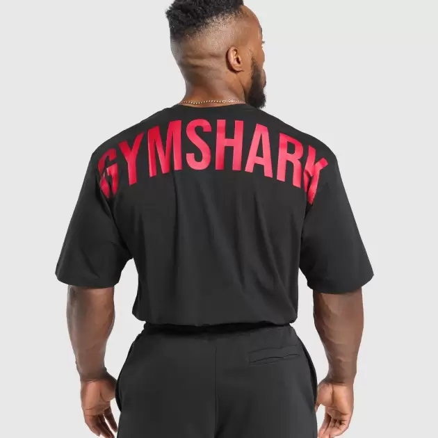 Power T-Shirt, Oversized Fit, Black/Conditioning Red  | M