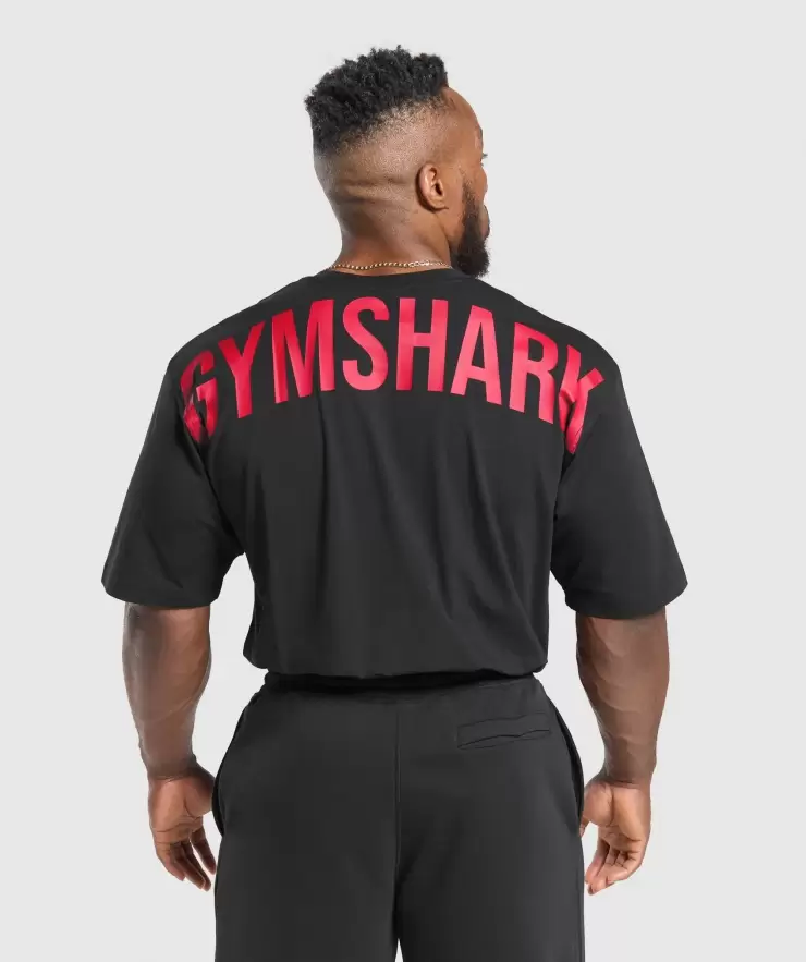 Power T-Shirt, Oversized Fit, Black/Conditioning Red  | M