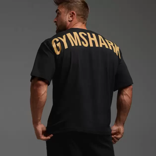 Power T-Shirt, Oversized Fit, Black/Rustic Yellow | XXL