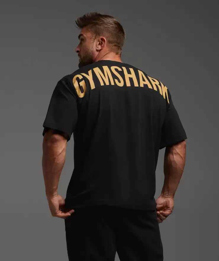 Power T-Shirt, Oversized Fit, Black/Rustic Yellow | XXL
