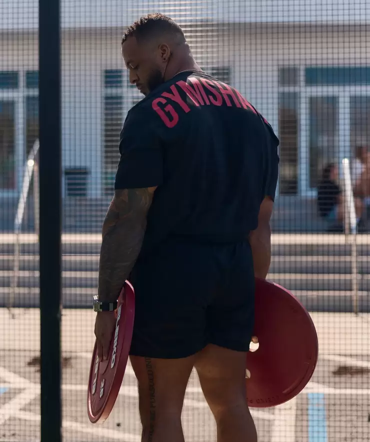 Power T-Shirt, Oversized Fit, Black/Conditioning Red  | M - Image 2
